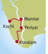 Reiseverlauf - Keralas Gewürzplantagen